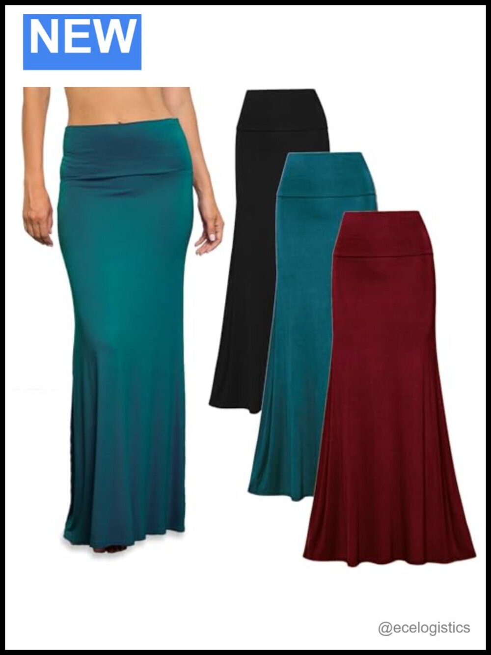 3 Pack Stretchy Flowy Maxi Skirts High Waisted Long Skirts Women